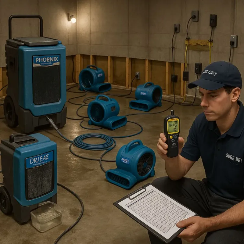 Structural Drying and Dehumidification process in Seven Lakes, NC
